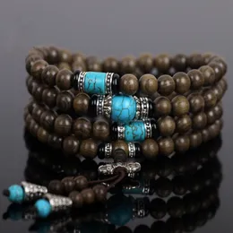 Tibetan Buddhist Handmade 108 *0.8cm Natural ebony Prayer Beads Malas Buddha Bracelet Rosary Wooden bracelets men Jewelry Y200730