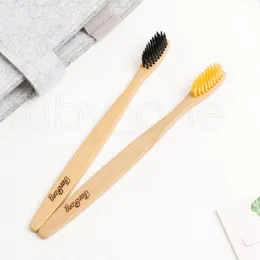 DHL Natural Bamboo Tandborste Trä Brosse à Dents Bamboo Soft Burnes Eco Bamboo Fiber Trähandtag Tandborste Verktyg för Vuxna