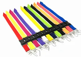 Multicolor Cell Phone Lanyard Straps Solid Färg Tryckt Logo Kläder Sport Varumärke för Keys Chain ID Kort Hållare Avtagbara Buckle Lanyards 10st