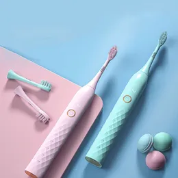 Elektrische Zahnbürste für junge Paare, rosa, grün, wiederaufladbar, 5 Modi, Timer-Zahnbürste, IPX7, wasserdicht, automatische Ultraschallbürste für Menschen