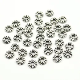 500pcs Antique Silver alloy Flower Spacer Loose Beads For Jewelry Finding Bracelet Necklace Jewelry DIY Accessories 6mm