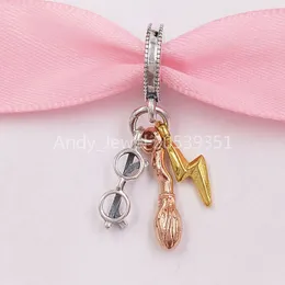 Andy Jewel Authentic 925 Sterling Silver Beads Herry Potter Glasses Ninnbus 2000 Lighting Bolt Dangle Charm Tarm