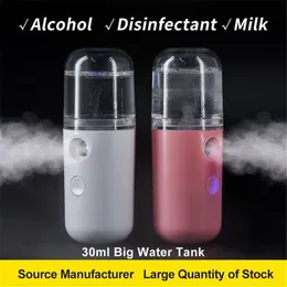 9 färger mini nano dimma sprayer ansikts kropp Nebulizer ångkokare fuktgivande hudvård verktyg 30ml / 40ml ansikte Spray Skönhetsinstrument YJL675