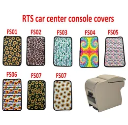 Hot Sunflower Leopard Pattern Neoprene Car Armrest Cover Pad Universal Fit Soft Comfort Vehicle Center Console Armrest Cushion Holder