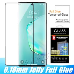 New Jelly Glue 0.18mm Full Adhesive Tempered Glass Fingerprint Touch Screen Protector Film For Samsung Galaxy Note 20 Ultra S20 S10 S9 S8