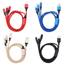 1.2m 3 in 1 Nylon Braided Multi USB Fast Charging Cable Micro Usb Type-C For Xiaomi Samsung Android Phone Charger Cord
