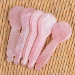 Facial Gua Sha Tool Spoon Shape 100% Natural Rose Quartz Guasha Board Scraping Massage Body Neck Eye Beauty Healing Stone Health Care