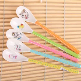 2 Pcs Safe Kawaii Melamine Cartoon Animal Baby Kids Feeding Spoon Children's Long Soup Coffee Spoon Dinnerware