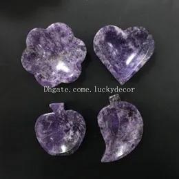 2000g Misto Tamanho aleatório e Estilo Mão Carving Lua dada forma coração roxo Natural Lepidolite Crystal Stone Bowls Cinzeiro de exibição Collectible