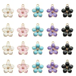 wholesale 100pcs Fashion classic Cute Enamel Flower Charms Pendant Necklace Bracelet DIY Unique Women Jewelry Accessory