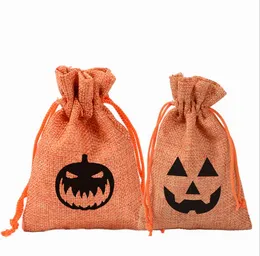 Ghost Christmas Storage Bag Pumpkin Printing Christmas Gift Väskor DrawString Wrap Jute Bag Trick eller Treat Bags Creative Present Bag LSK1259