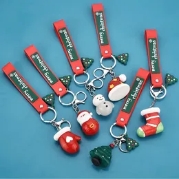 Moda Feliz Natal Key Ring Cartoon ￁rvore de Natal Papai Noel Soca de chaves de chaves de chave