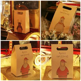 Mew Vintage Kraft Paper Christmas Gift Bag Strumpor och halsdukar Presentförpackning Cartoon Packing Box Jul Eve Apple Handväska T9i00515