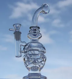 Newxiao Glass Bong Recycler Dab Rig Oil Rig Glass Water Pipe Fab Glas Bubbler med 14,4 mm skål