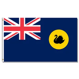 Flaga flagi stanu australii zachodniej, podwójnie szyta tkanina poliestrowa 100D, 80% krwawienia z jedną warstwą, bezpłatna wysyłka