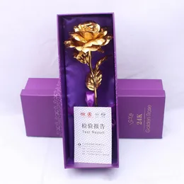 24K Gold Folie Plated Rose Artificial Long STEM Flower Creative Gifts for Lover Wedding Christmas Valentines Day Gifts Partihandel