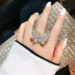 Adjustable 3D Butterfly Crystal Ring For Women - Gold Plated Open Finger Cuff, Aesthetic Gift - View #4