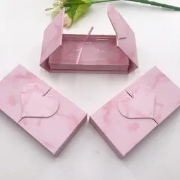 Marble folio lashes box magnetic packing dramatic pink eyelashes case strip lashes custom logo new style 2021 popular box