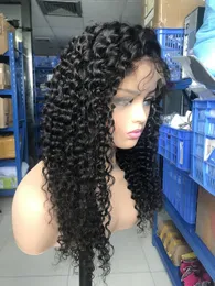Natural Black Deep Wave Hair Wigs Cheap Lace Front Wigs Baby Hair High Temperature Fiber Soft Lace Wigs For Black Women