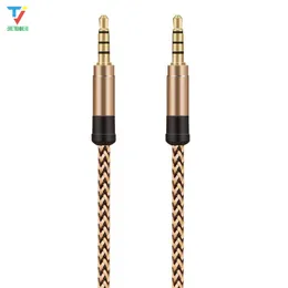 300pcs auxiliar AUX 3M Rodada Unbroken metal Tecido Braiede Cabo de extensão áudio 3.5mm Stereo Male para o telefone móvel MP3 computador Speaker