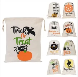 Halloween prezent torby trick or leing pająk booing cukierki torba Halloween dynia druku torby magazynowe duże organiczne ciężkie płótno torba lsk1310
