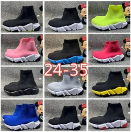 2020 NUEVO TRIPLE S Zapatos de calcetines infantiles Knit Speed ​​Kids Sock Shoes Girls Boys Triple Botas Negras Botas para niños pequeños Tamaño 7.5C-3Y 24-35