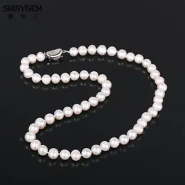 Chokers Shinygem Naturalny 79 mm freashwater perłowy chocker w pobliżu okrągłych białych kobiet naszyjniki