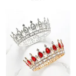 Ny högkvalitativ ny bling lyxkristaller bröllopskrona silver guld röd rhinestone prinsessa drottning kung brud tiara krona hår tillbehör