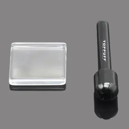 Snuff Kit Combo Metal Pipe con una pieza de vidrio cuadrado Negro Oro Gris Plata Azul Color Snuff Metal Pipe Sniffer Snorter Set