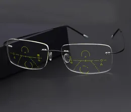 近くと遠くの多機能リムレスメガネ二焦点の眼鏡の近くのFreeshipping Smart Progredive Multifoctiveの読書メガネ