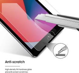 För iPad 10,9 tum 2020 Luft 4: e generationen 9H hårdhet HD Clear Screen Protector Bubble Free Anti Scratch Temperat Glass Med Retail Package