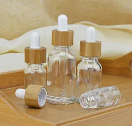 5 ml 10 ml 20ml 30ml 50 ml olja Klar flaska med bambu essens i transparent glas 1000pcs grossist