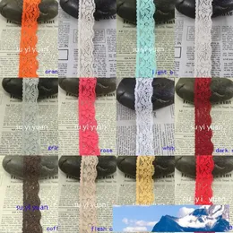 60 yard/lot mixed 12 colors 25mm width Elastic Stretch Lace trim DIY headband sewing garment accessories
