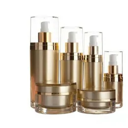 15/30/60/120ml Gold skin care bottle plastic acrylic cream lotion Pump Bottles 15g 30g 50g Cream jar cosmetics container
