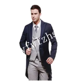 Новый стиль One Button Красивый Пик нагрудные Groom Tuxedos Мужские костюмы Свадебные / выпускной вечер / ужин Шафер Blazer (куртка + штаны + Tie + Vest) W321