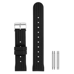 20mm/22mm Rubber Watch Band Waterproof Diver Replacement Wristband Black/Blue Silicone Bracelet Strap Spring Bars Pin Buckle