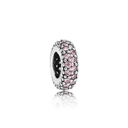 NEW 100% Sterling Silver 1:1 Glamour 791359PCZ PINK PAVE INSPIRATION SPACER Bead Original Women Wedding Fashion Jewelry 2018 Gift