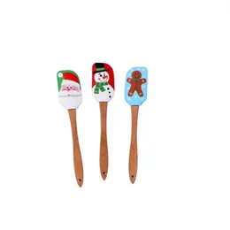 Christmas Cake Spatula scraper Silicone Cream Butter Mixing Batter Scraper Brush Butter Mixer Cake Brushes Baking Cake Tools T2I51436