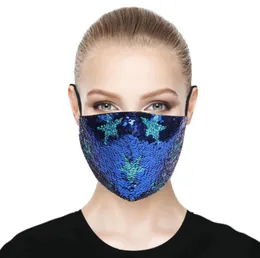 Fashion Bling Bling Sequin Protective Masks Dammtät Tvättbar Vindskyddad Återanvändningsmask Elastisk Earloop Mouth Mask Party Mask Present