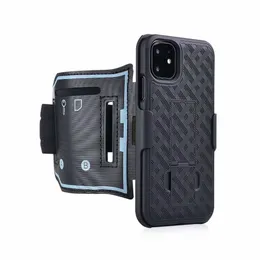 Место Спорт Бег Armband Hybrid Hard Shell кобура чехол Kickstand для iPhone 11 Pro Макс X XS MAX XR Samsung Note 20 Ультра Примечание 10 S10