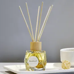 Luxury Stocked Eco-Friendly Feature and Liquid Shape Polygonal glass bottle sweet smell reed diffuser Decoration Rattan Sticks Purifying V1