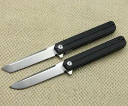 1pcs New Ball Bearing Flipper faca dobrável D2 Tanto / Drop Ponto acabamento acetinado Lâmina Negra G10 Handle EDC bolso Presente Facas