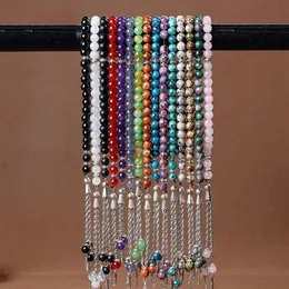 8mm natural stone Crystal chalcedony muslim islam hand string Prayer Rosary Islam Hand Strings beads rosary religious bracelet