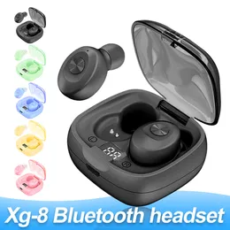 XG-8 Bluetooth hörlurar Stereo Trådlös öronpropp Mini headset Vattentät LED-skärm med detaljhandeln