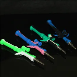 Hosahs Silicone Nectar Kit med 10mm G2 Titanium Tip Dab Straw Rig Bongs Handrör Oljekoncentrat rökånga