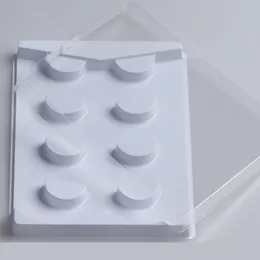 10セット/ロット4ペアの偽まつげの梱包ボックスベージュのまつげボックス透明な空のラッシュケースの再利用可能なプラスチックカードラッシュボックス