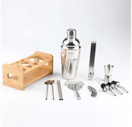 Bartender Kit: 12-bitars bar verktygssats med snygg bambu stativ - perfekt hem bartending kit och martini cocktail shaker set 250ml hhd1537