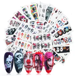 Halloween Nail Art Stickers Kit 25pcs Skull Sexy Girl Water Transfer Decals Charms Nails Tattoo Design Decorations Foil Wraps Sticker Set