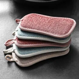 Double Sided Scouring Pads Reusable Magic Sponge Cleaning Cloth Kitchen Cleaning Tools Brush Wipe Pad Decontamination Dish Towels BH4088 TYJ