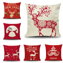 2021 Cute Deer Father Christmas Pillow Cover Home Sofa Bar Car Back Cushion Case Eco-friendly Liene Pillowcase XMS gifts